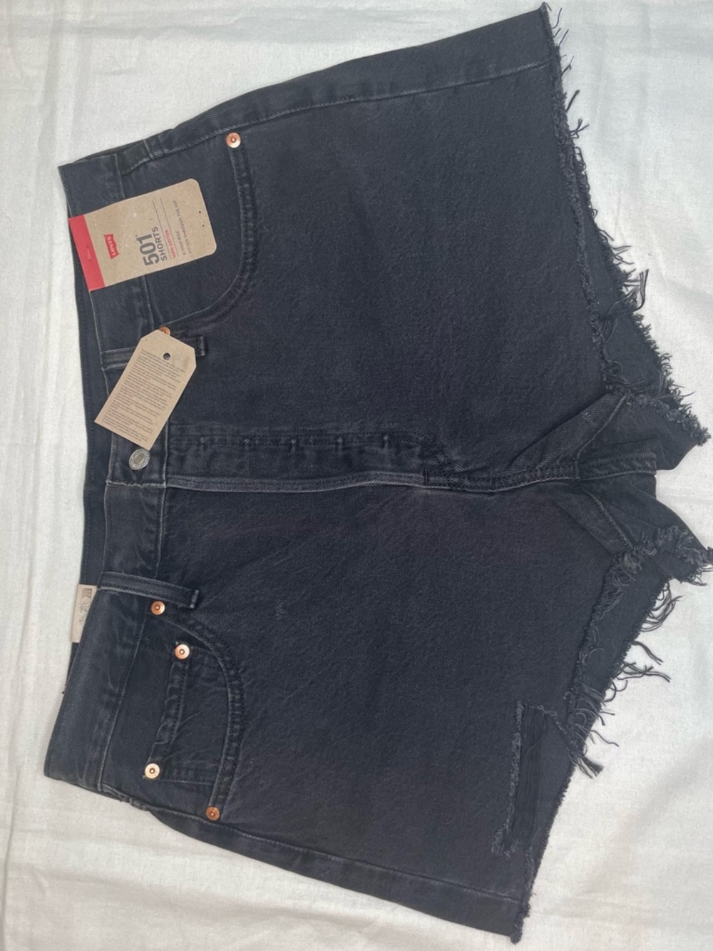 Levi's 501 women’s button fly high waisted jeans shorts in black